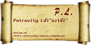 Petrovity László névjegykártya